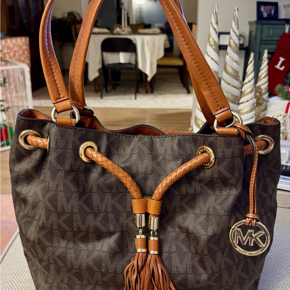 Michael Kors Brown and Tan Shoulder Bag
